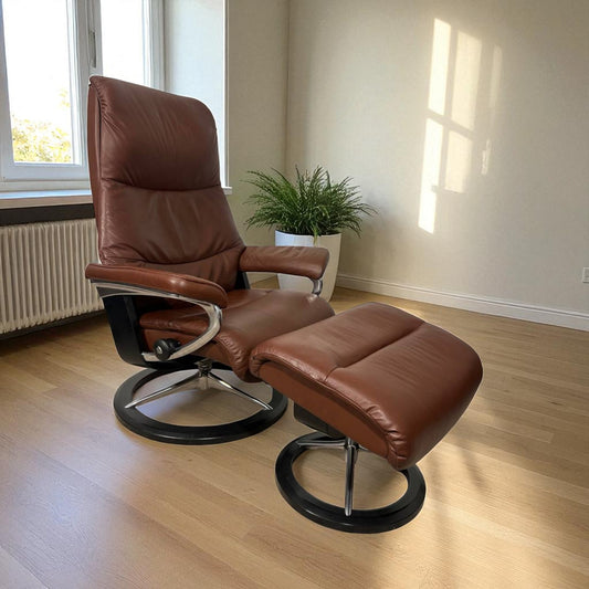 Stressless View lenestol med krakk – Signatur understell