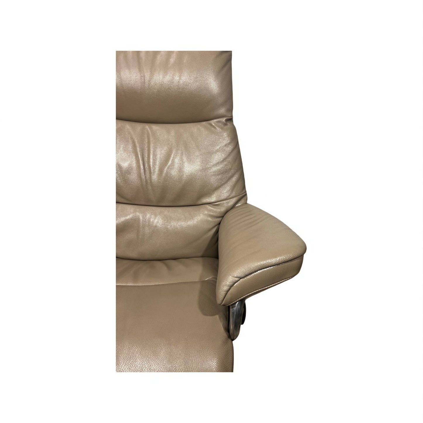Stressless View (M) Lenestol med Krakk – Mørk Beige Skinn | MøbelGlede
