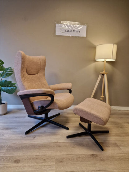 Brukt Stressless Wing (M) lenestol m/krakk i rose - frontvisning