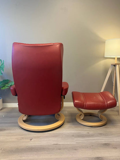 Stressless Wing (M) lenestol m/krakk i rød skinn