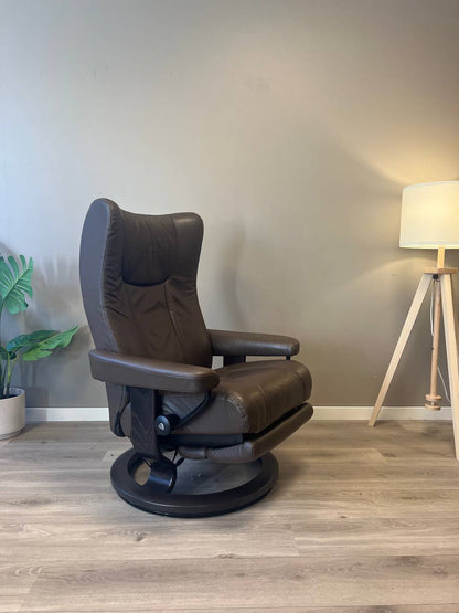 Stressless Wing Power (M) Leg&Back elektrisk lenestol Brun skinn med batteri