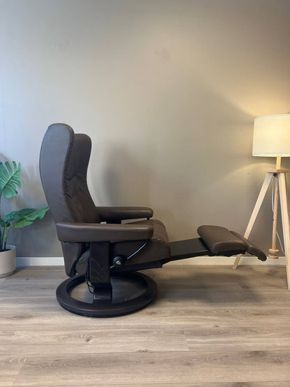 Stressless Wing Power (M) Leg&Back elektrisk lenestol Brun skinn med batteri
