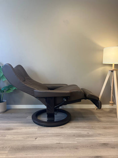 Stressless Wing Power (M) Leg&Back elektrisk lenestol Brun skinn med batteri