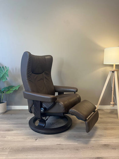 Stressless Wing Power (M) Leg&Back elektrisk lenestol Brunt skinn med batteri