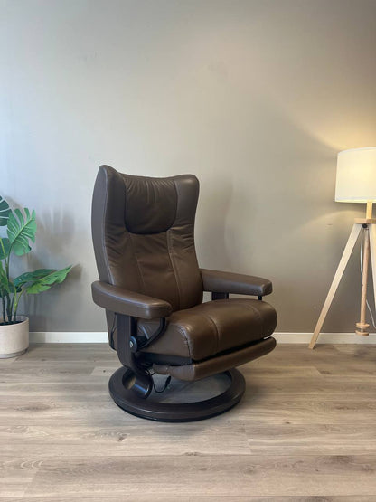 Stressless Wing Power (M) Leg&Back elektrisk lenestol Brunt skinn med batteri