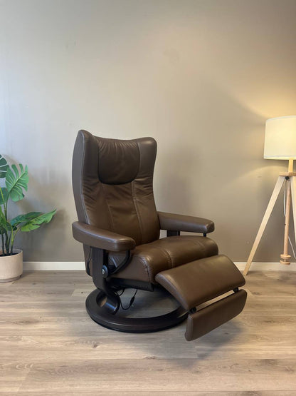 Stressless Wing Power (M) Leg&Back elektrisk lenestol Brunt skinn med batteri