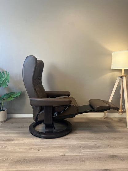 Stressless Wing Power (M) Leg&Back elektrisk lenestol Brunt skinn med batteri
